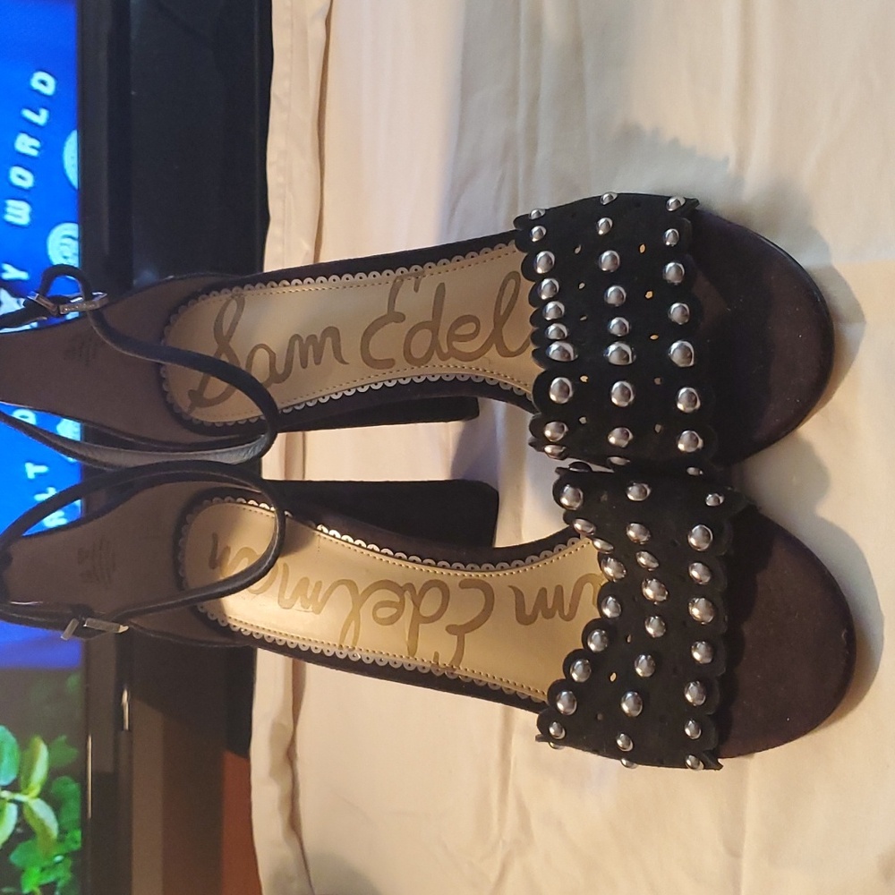 Sam edleman leather studded heels.size 10m.womans .4.5 block heels.